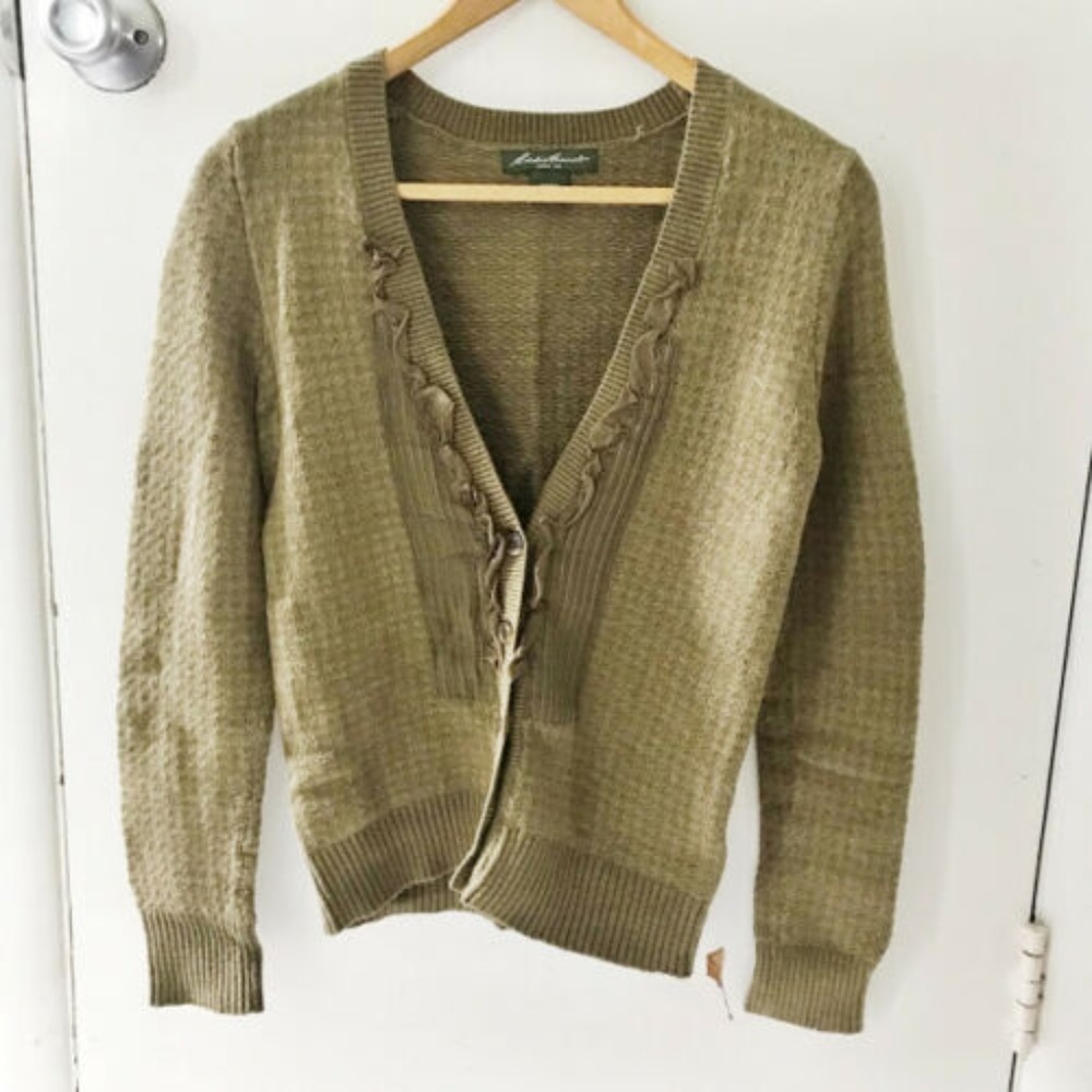 Eddie Bauer Cardigan Size XS Green V Neck (G)